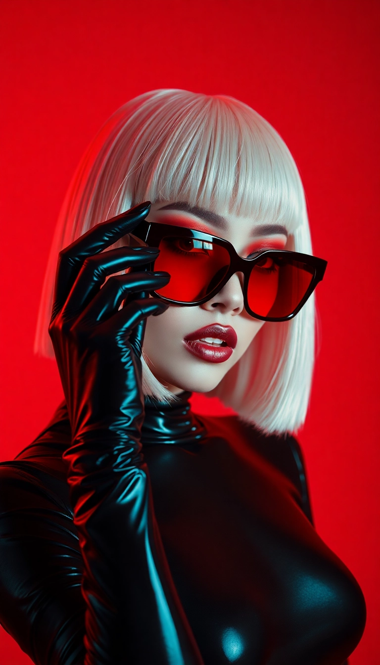 Free Y2K Woman Fashion Model in Black and Red iPhone Dynamic Wallpaper